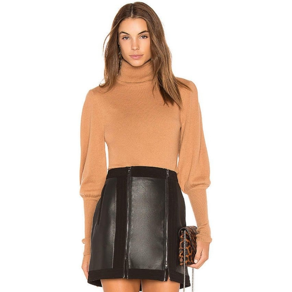 BCBG MaxAzria Roxy Faux-Leather Detail Mini Skirt Size XXSmall Color Black